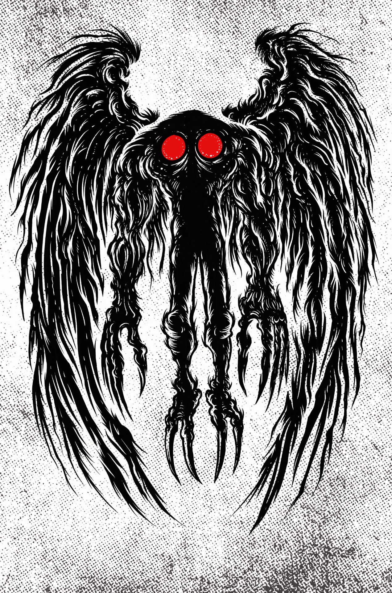 Mothman - Cryptid Empire Mothman Alternate Illustration - Cryptid Empire - Artwork by David J. Hardie