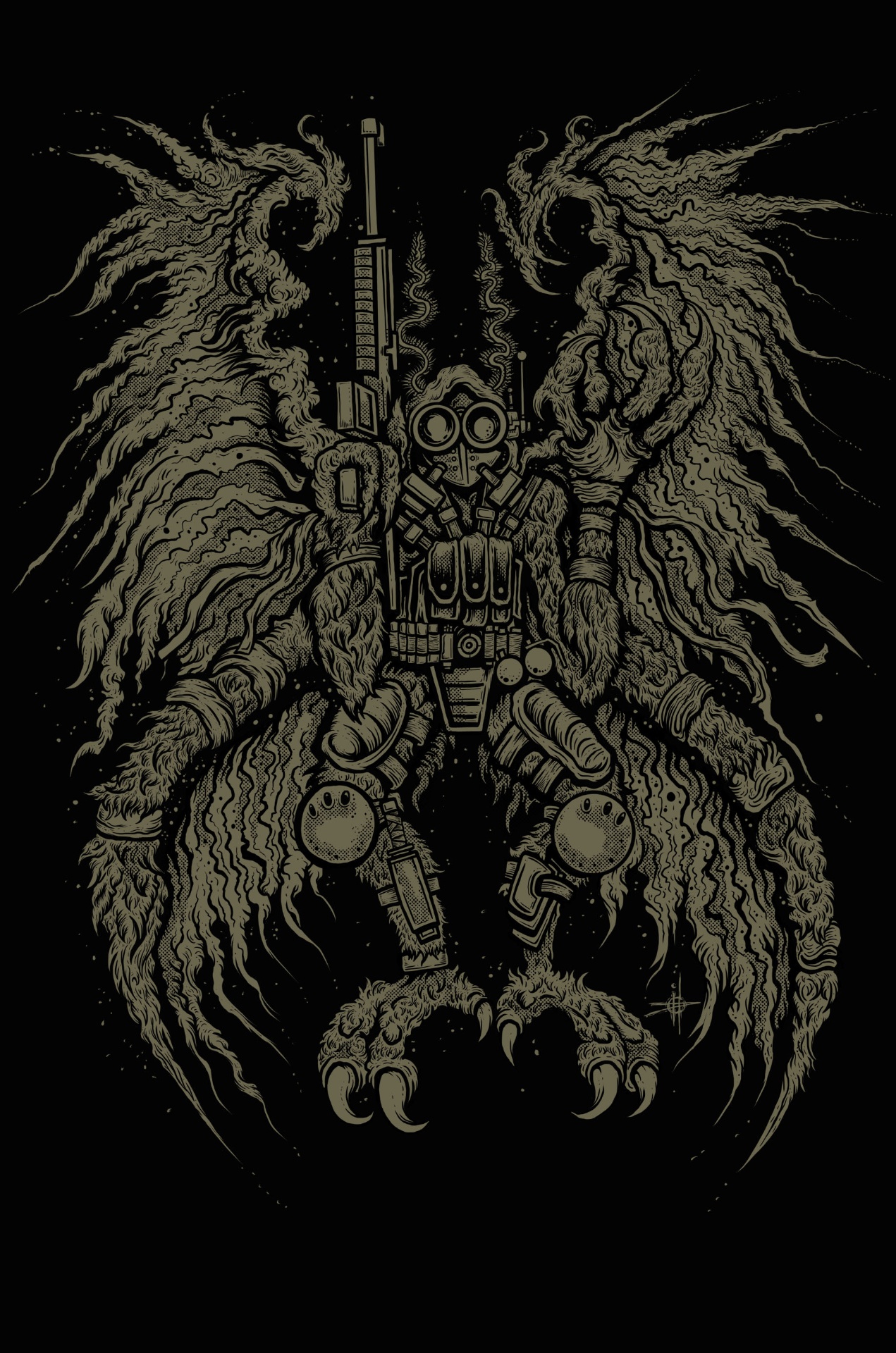 Mothman - Cryptid Empire Mothman Military Variant - Cryptid Empire - Artwork by David J. Hardie
